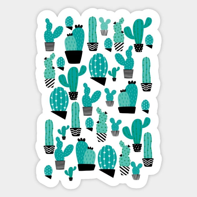 Modern Cactus Pattern Sticker by Annalaven